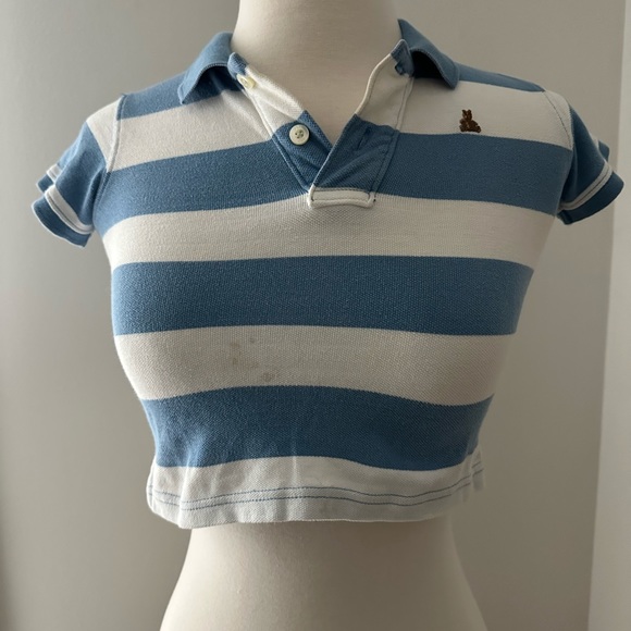 BABY TEE - Gap Blue & White Striped Collared T-Shirt - Picture 3 of 3